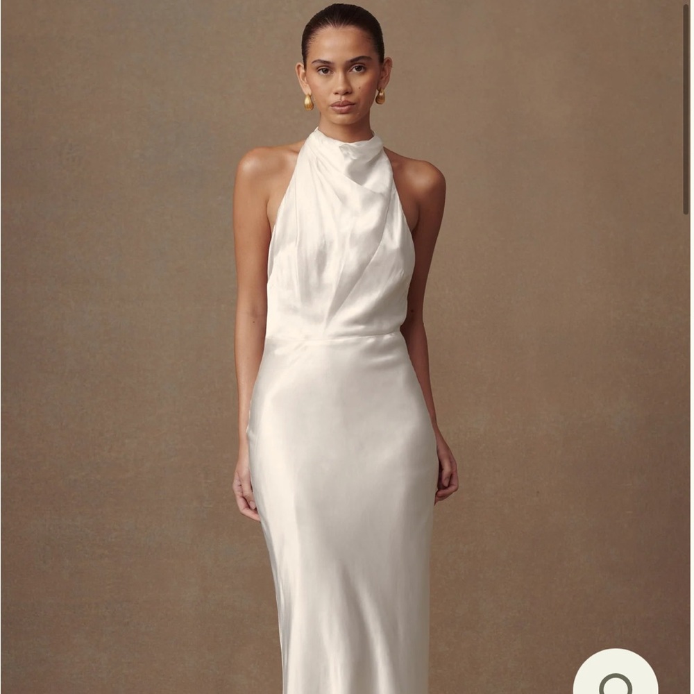 Meshki Esther Iridescent Satin Cowl Maxi Dress - Ivory